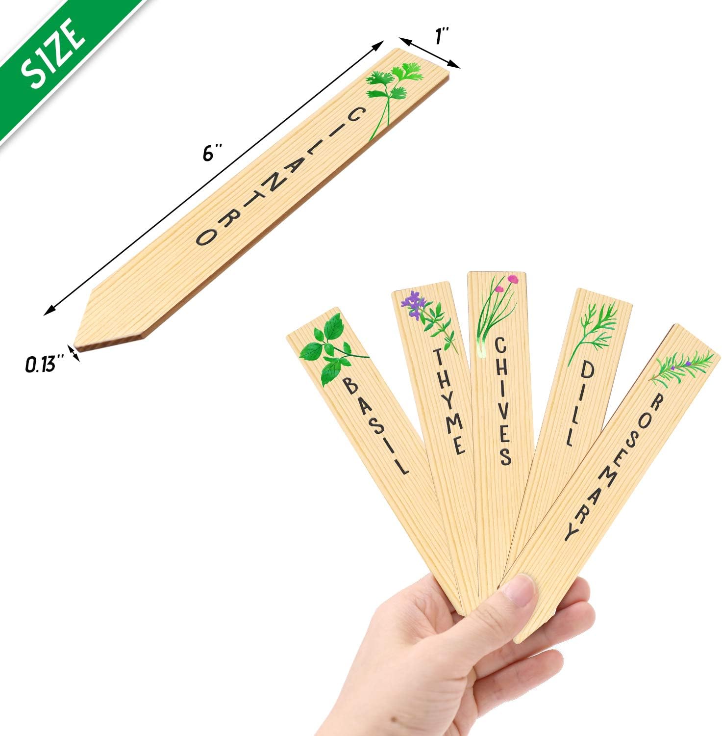 Huray Rayho 12PCS Wooden Indoor Herb Plant Labels Signs - Assorted Indoor Garden Stakes - Re-Usable Plant Tags-VerdiqueGarden