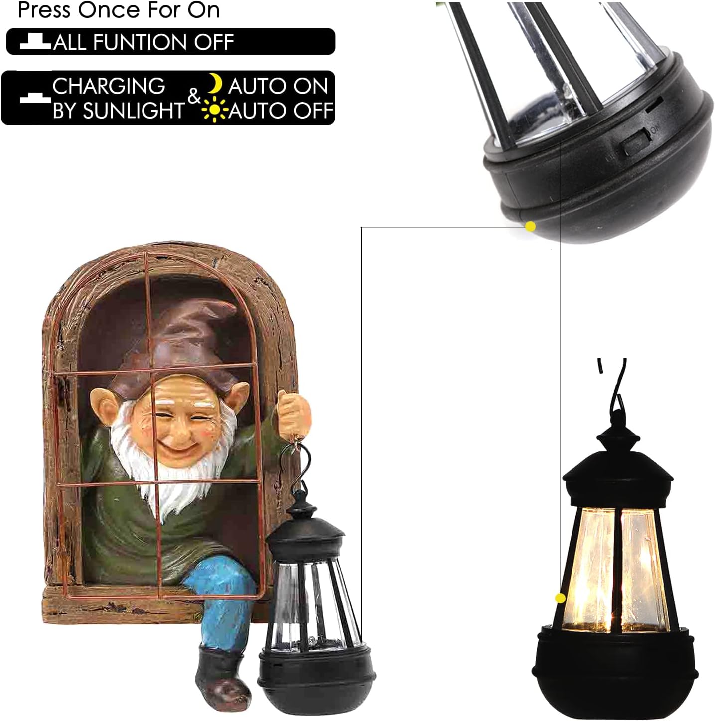 Whimsical Fairy Garden Gnomes with Solar Lights-10 Elf Out The Door Tree Hugger Garden Statues-Outdoor&Yard Decor-Tree Face Sculpture,Ideal Halloween Gifts - Yard Art for Patio,Fence,Wall-VerdiqueGarden