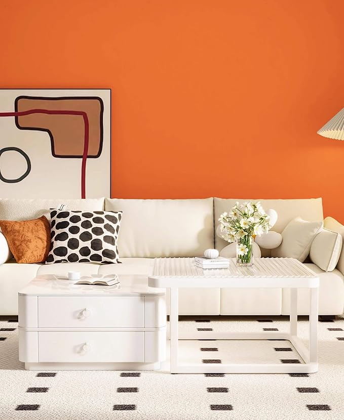 Dimoon 118''x17.7'' Orange Peel and Stick Wallpaper Contact Paper Modern Self Adhesive Wall Paper Removable Renter Friendly Textured Solid Color Shelf Vinyl Roll (118''x17.7'',Tropical Orange)-VerdiqueGarden