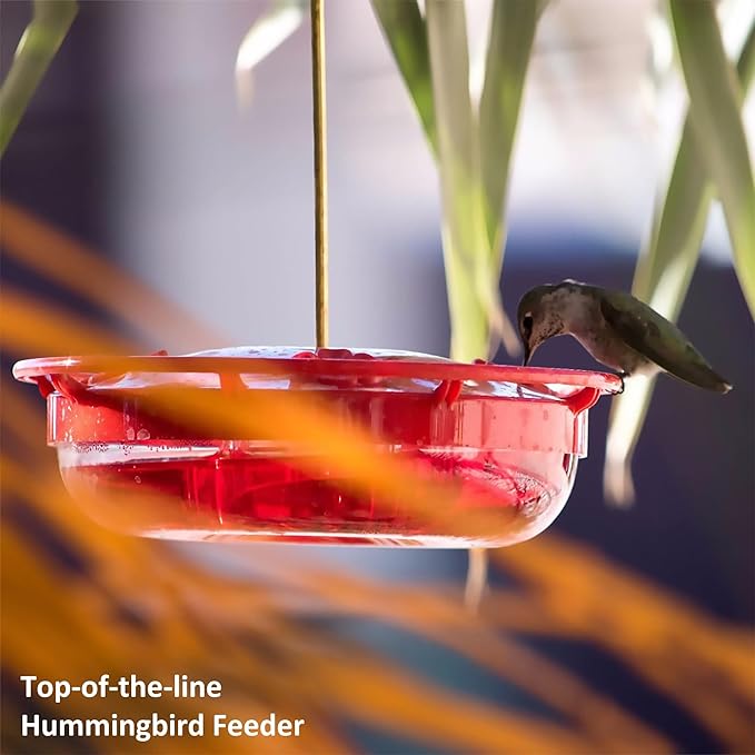 Hummingbird Feeders for Outdoors Hanging (2 Pack), 5 Feeding Ports 16 oz Plastic Hummingbird Feeder, Bee-Proof Leak-Proof No Drip, Easy to Clean with Cleaning Brushes-VerdiqueGarden