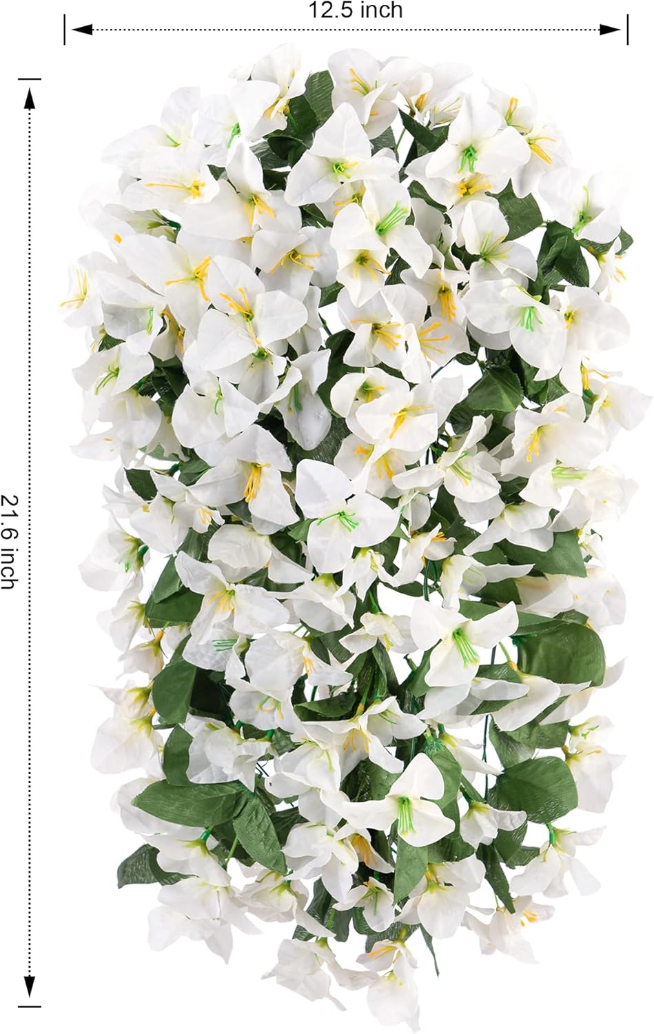 Bougainvillea Artificial Hanging Flowers Plants for Outdoors Decoration, 2pcs Fake Flowers Silk Bougainvillea Vines Realistic UV Resistant Faux Flowers for Outdoor Planters Patio Urn, White-VerdiqueGarden