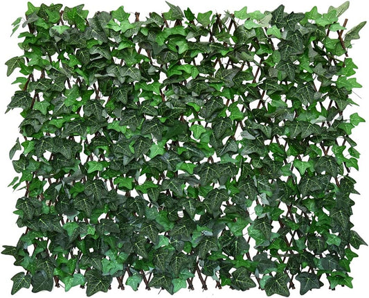 Expandable Fence Privacy Screen for Balcony Patio Outdoor,Decorative Faux Ivy Fencing Panel,Artificial Hedges (Single Sided Leaves) (4, Green-Ivy)-VerdiqueGarden