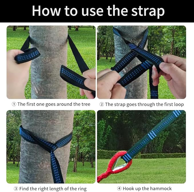 Durable Hammocks 660 Lbs Capacity, Camping Essentials Hiking Gear Accessories Max 2 X Tree Straps & Carabiners & Duckbilled Buckle & Thicker Rope & Portable Carrying Bag Included (red)-VerdiqueGarden