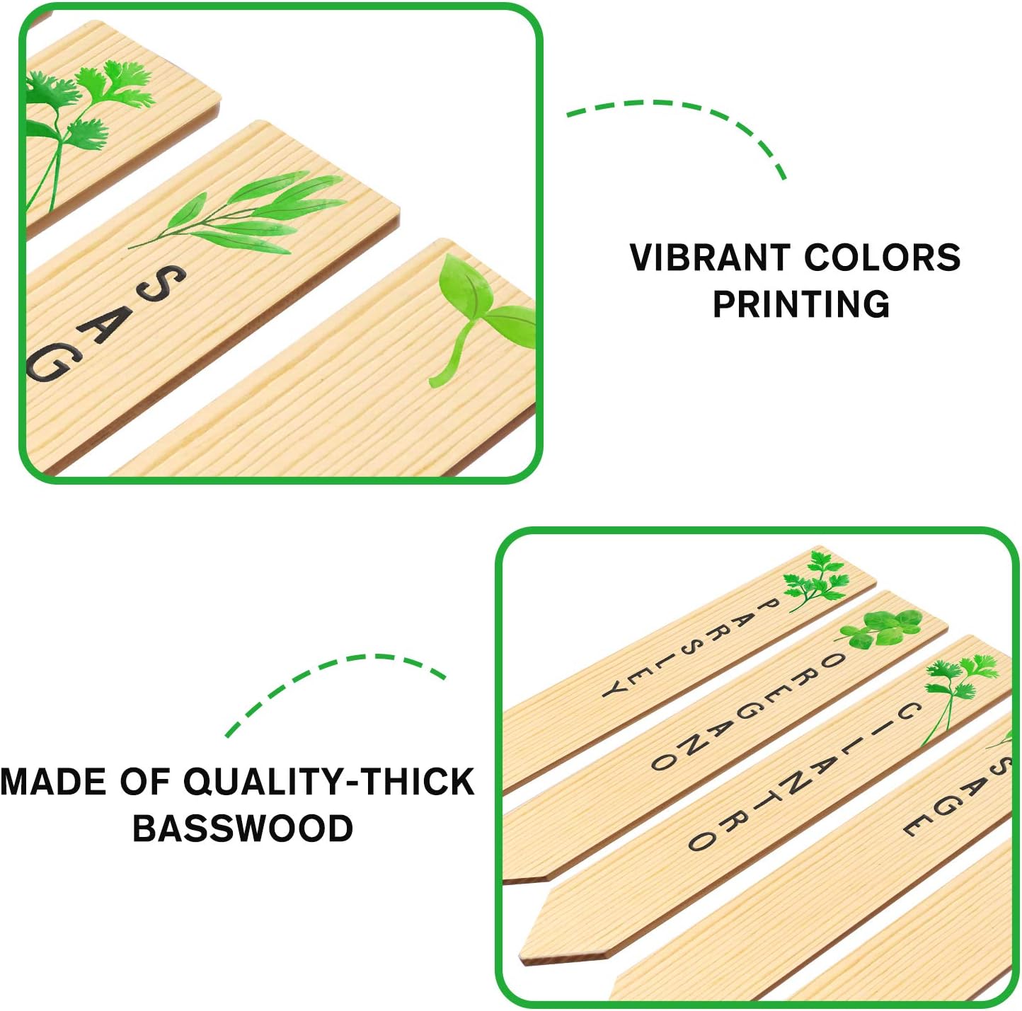 Huray Rayho 12PCS Wooden Indoor Herb Plant Labels Signs - Assorted Indoor Garden Stakes - Re-Usable Plant Tags-VerdiqueGarden