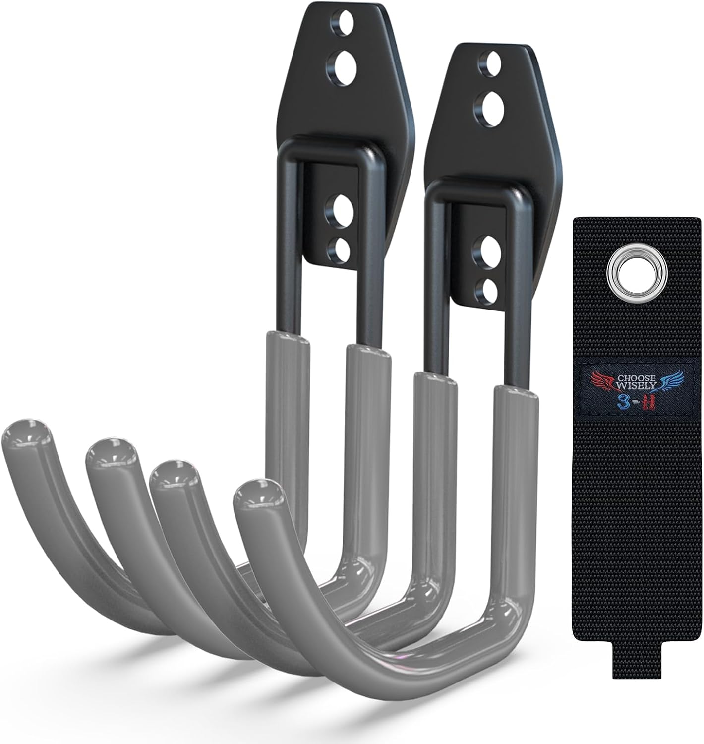 3-H Garden Hose Holder Wall Mount 2 Pack,Solid Steel Hose Hanger,Water Hose Holders for Outside,Perfect for Hanging Outdoor Air Hose,Ropes,Pipes,Garden Tools,Ladders,Bikes,Bulk Items(Gray)-VerdiqueGarden