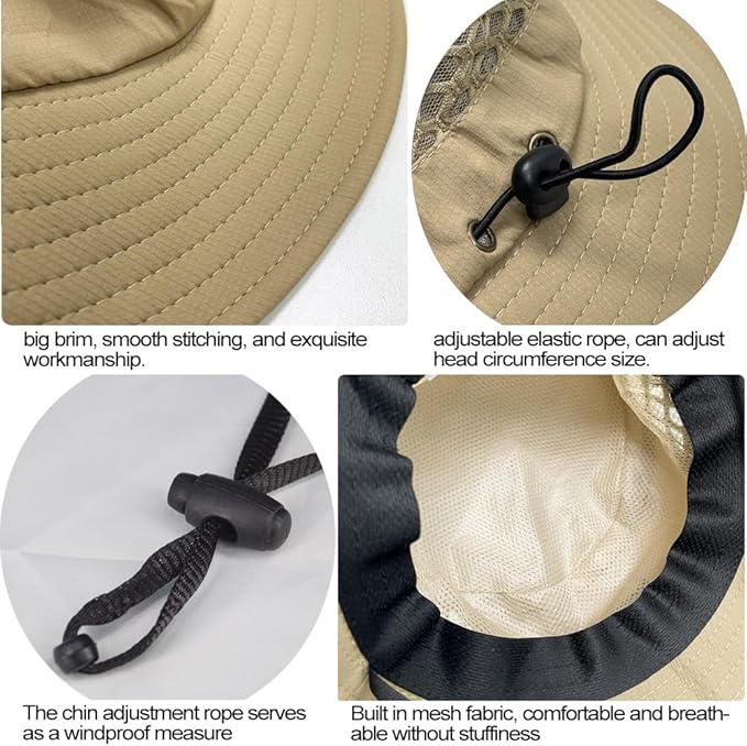 Fishing Hat, UPF50+ Wide Brim Sun Hat for Men Women, UV Protection Hiking Beach Bucket Hats Summer Safari Hat-VerdiqueGarden