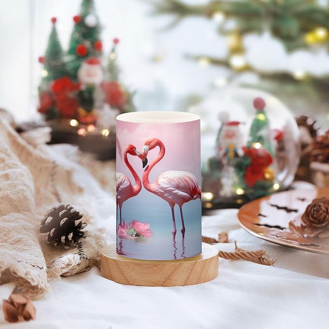 Flamingo Flameless Candles with Remote Control and Timer, Adjustable Brightness Long Lasting Battery Operated LED Pillar Candles for Indoor Outdoor Party Home Decor, 2 Pack-VerdiqueGarden