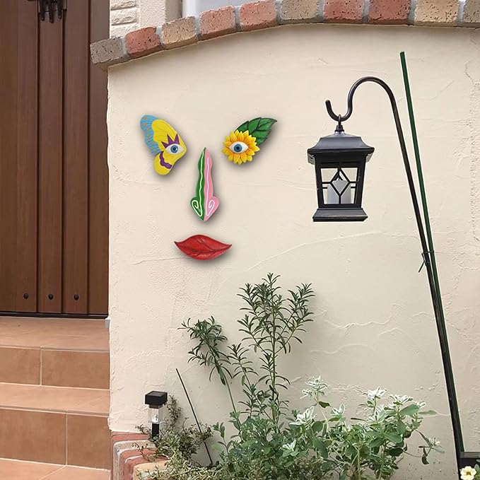 Tree Faces Decor Outdoor,Funny Tree Faces Sculpture,Colorful Fence Decorations Outdoor,Suitable for Yard and Garden Art Décor(1pcs,Colorful Butterfly)-VerdiqueGarden
