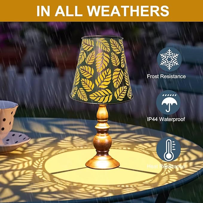 Pearlstar Solar Table Lamps - Leaf Garden Waterproof Cordless Solar Table Lamps for Patio Garden Pathway Yard-VerdiqueGarden