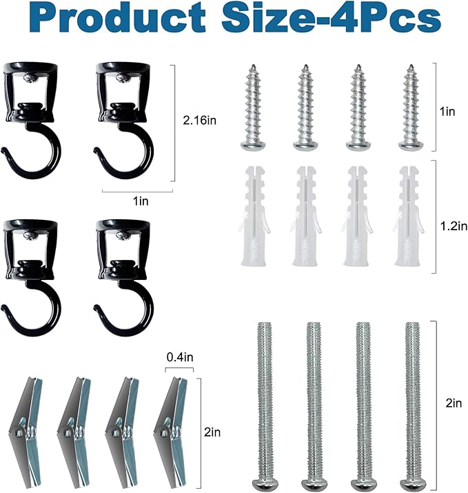 Ceiling Hooks for Hanging Plants (4 PCS Black),Heavy Duty Metal Plant Hooks, Screw in Hooks for Hanging Birdfeeders, Lamps, Planters, Outdoor Decorative Hooks up to 33 lbs-VerdiqueGarden