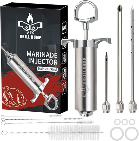 Meat Injector Syringe Kit with 3 Professional Marinade Injector Needles for BBQ Grill Smoker, Turkey and Brisket; 2-oz Large Capacity, Including Paper User Manual, Recipe E-Book (PDF)-VerdiqueGarden