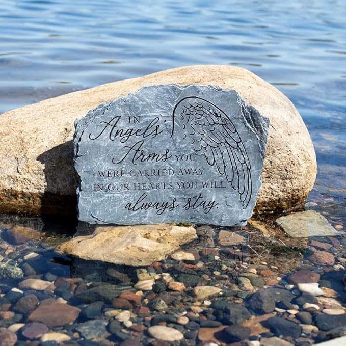 Carson Decorative in Angels' Arms Memorial Garden Stone for Loss of Loved One - Sympathy Gift for Funeral - Remembrance Stepping Stone for Indoor Outdoor Home Decor-VerdiqueGarden