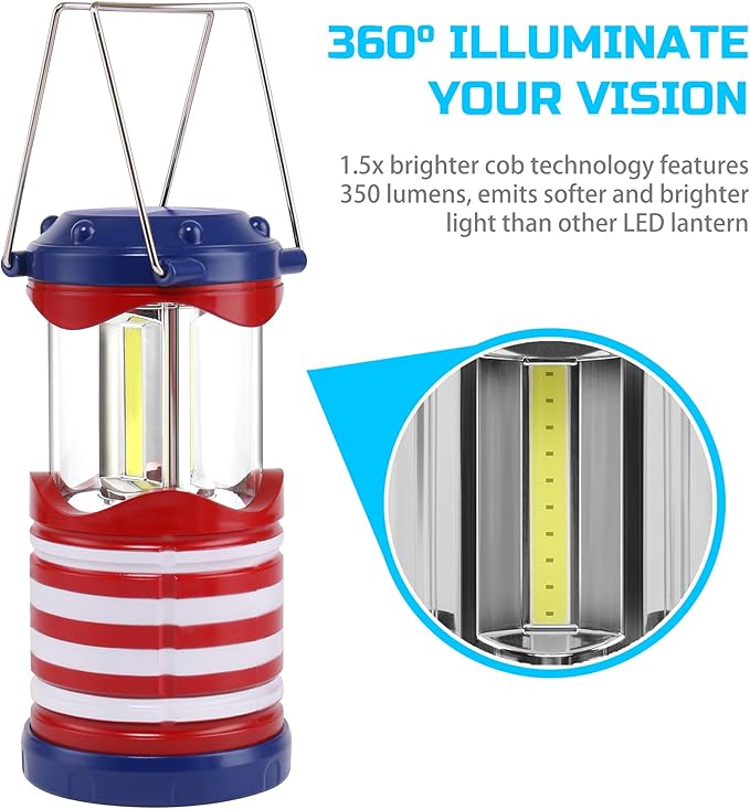 Lichamp LED Camping Lantern, 4 Pack Battery Powered Flashlight for Power Outages, Portable Collapsible Hanging Light Essential for Home, Outdoor, Emergency Lamp Survival Kit Gear for Hurricane, C2-VerdiqueGarden