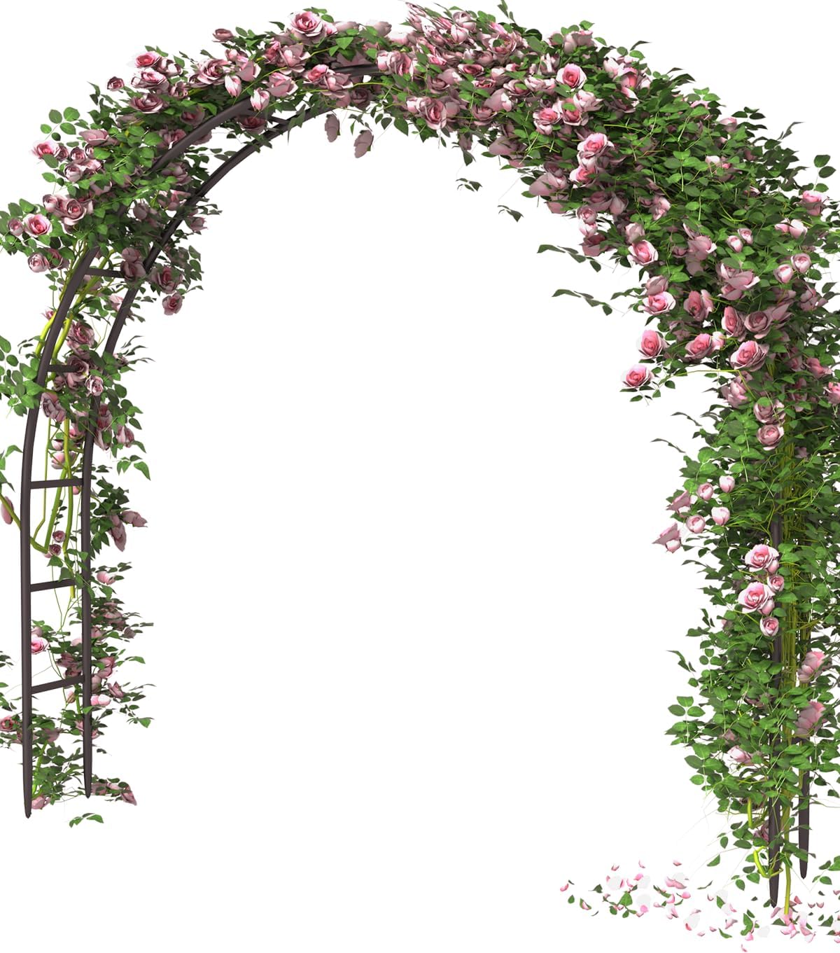 Queension Metal Arch Backdrop Stand 7Ft Wide 7.7Ft High, Wedding Arch Frame for Wedding Decorations, Balloon Arch Stand with Base for Ceremony, Outdoor Garden Arch Trellis for Climbing Plants, Black-VerdiqueGarden