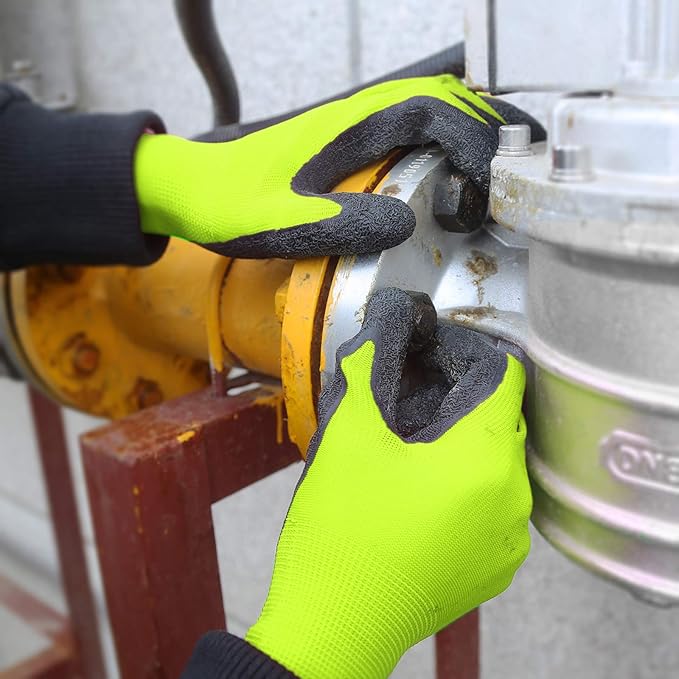 Evridwear Crinkle Latex Rubber Hand Coated Safety Work Gloves for Men Women General Multi Use Construction Warehouse Gardening Assembly Landscaping (S-Size) Lime 120 Pairs Pack-VerdiqueGarden