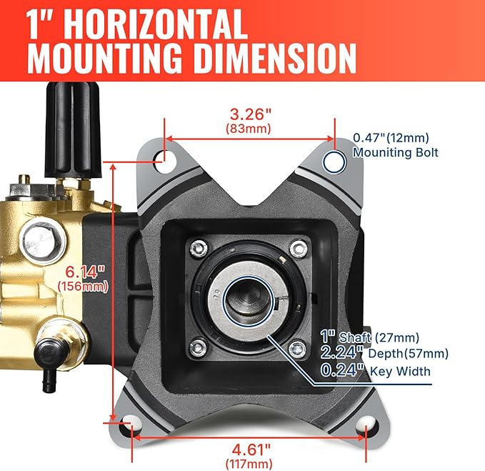 YAMATIC Horizontal Triplex Plunger Pressure Washer Pump 1" Shaft 4000 PSI 3.5 GPM, Replacement for Simpson AAA 90034, 90039,90038, Honda GX340, GX390, GX270 for Industrial Gas Powered Washers-VerdiqueGarden