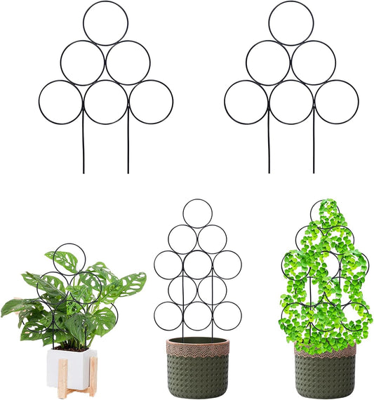 15.7 Inch Plant Trellis Indoor for Potted Plants 2 Pack Indoor Houseplant Trellis for Climbing Plants Stackable for Vine Ivy Support(15.7inch Black)-VerdiqueGarden