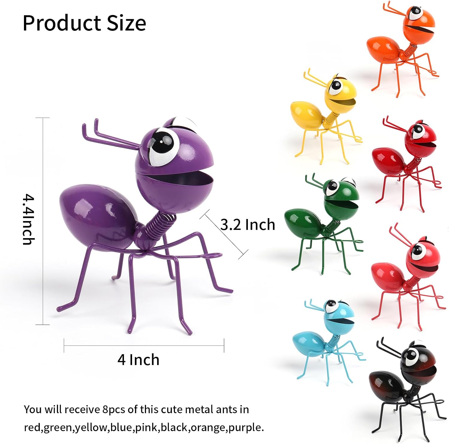 Metal Yard Art Garden Decor for Outside Cute Ants Yard Decorations Outdoor Lawn Ornaments Backyard Gifts for Mom - Set of 8-VerdiqueGarden
