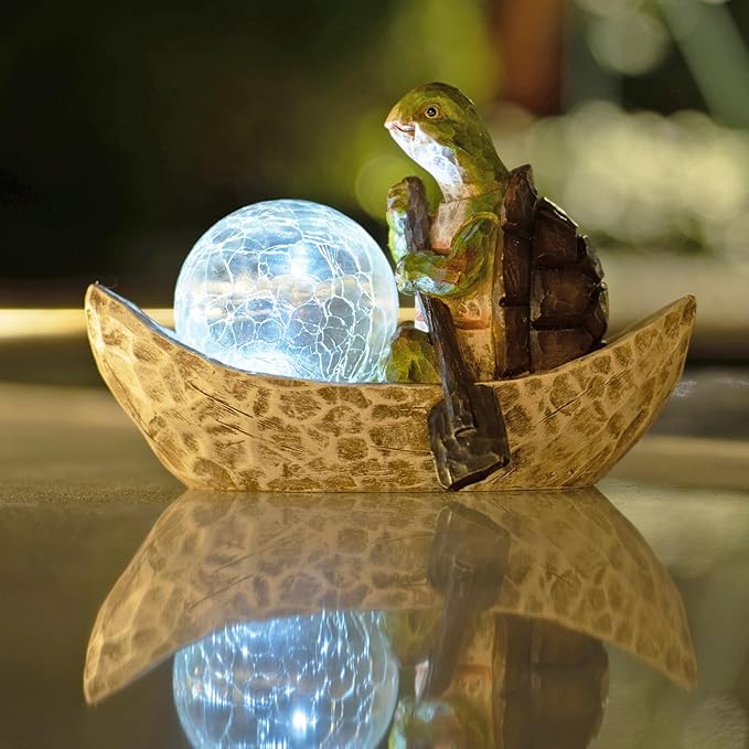 Garden Statue of Turtle,Garden Decor Turtle Figurine,Turtle Outdoor Statue,Solar Turtle Decor for Patio,Balcony,Yard,Lawn Ornament,Perfect Garden Gift-VerdiqueGarden