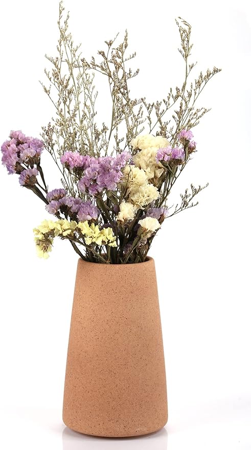 Simple Vase for Flowers Plants, Matte Vases for Modern Table Shelf Home Decor Wedding Boho Decor, 6" H Frosted Elegant Ceramic Vase for Pampas Grass Fluffy Stem Bouquet Lavender Flowers (Brown, 1)-VerdiqueGarden