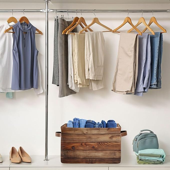 Wood Print Rectangular Retro Vintage Storage Basket Organizer Bin Shelf Baskets For Clothes Gifts For Home Office Dorm-VerdiqueGarden