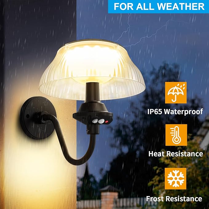 Aqonsie Solar Barn Lights Outdoor with 3 Lighting Modes & Motion Sensor, Attractive Solar Wall Lights Outdoor, Waterproof Outdoor Solar Light for Chicken coop, Barn, Shed, Garden, Porch, Yard, 2 Pack-VerdiqueGarden