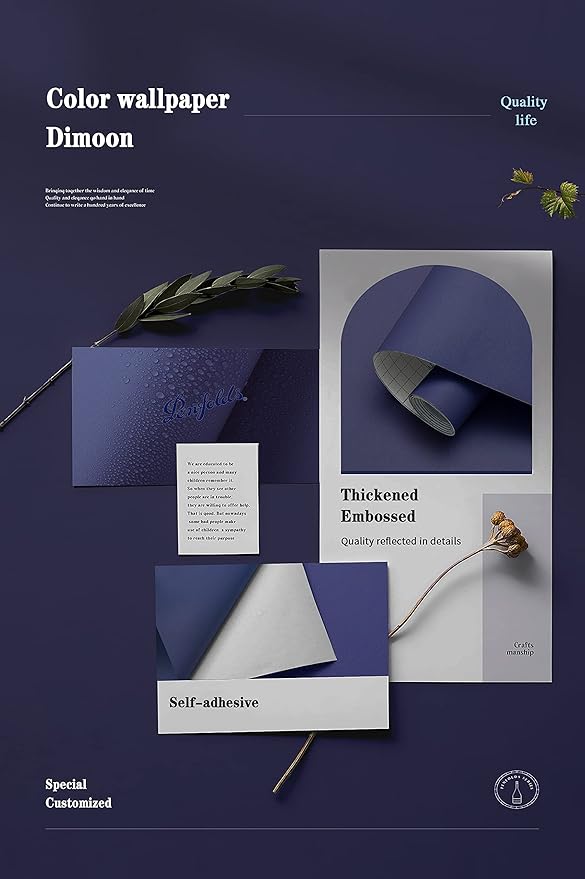 Dimoon 118''x17.7'' Blue Peel and Stick Wallpaper Contact Paper Modern Self Adhesive Wall Paper Removable Renter Friendly Textured Solid Color Shelf Cabinet Vinyl Roll (118''x17.7'',Tibetan Blue)-VerdiqueGarden