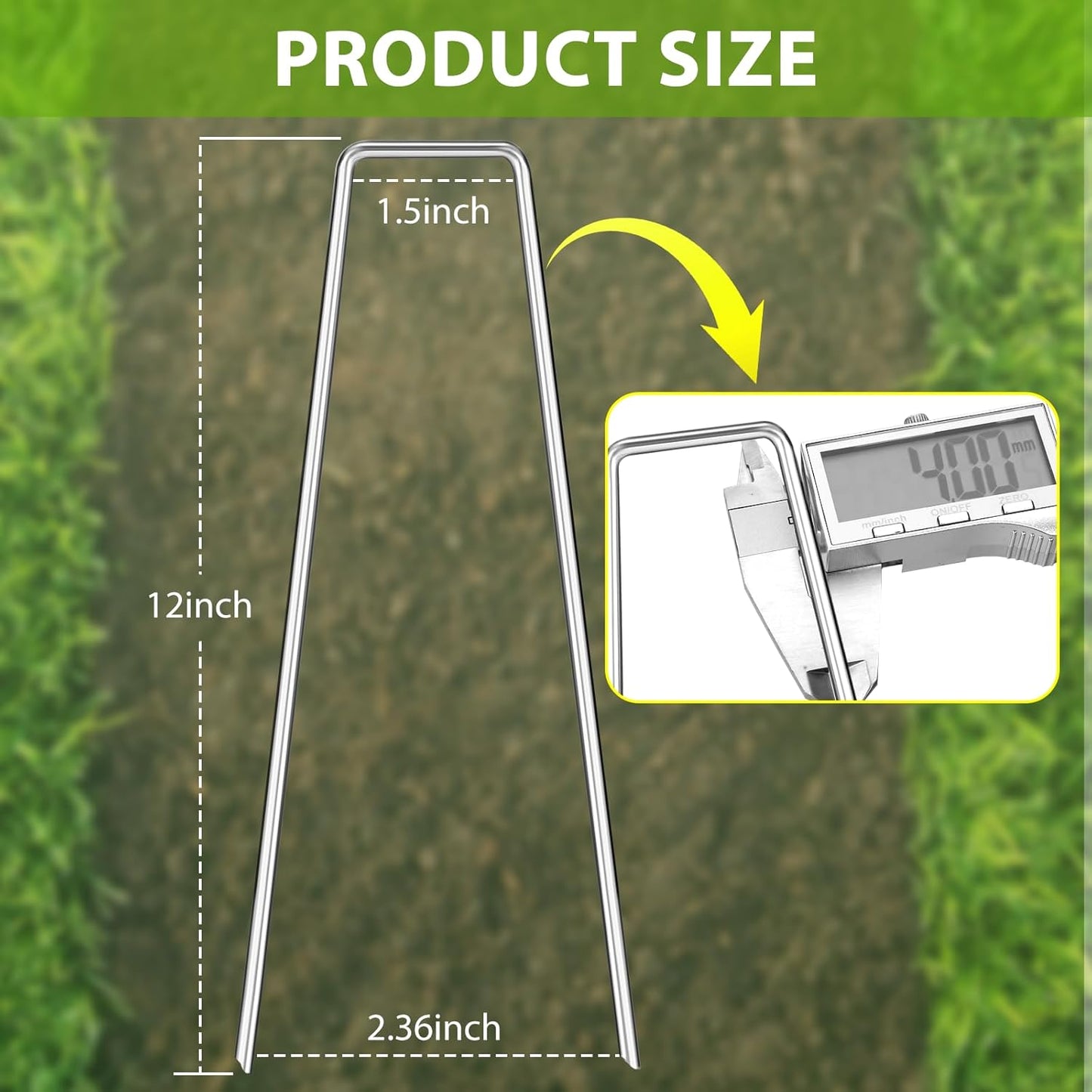 Landscape Staples 12 Inch, 50 Pack 8 Gauge Galvanized Garden Staples U-Shaped Landscape Stakes, Heavy Duty Ground Stakes for Outdoor Decorations, Weed Barrier Fabric, Irigation Tubing, Tent-VerdiqueGarden