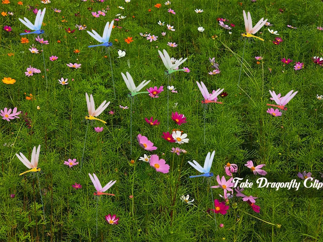 Spiritlele 8 PCS Fake Dragonfly Clip Colorful Hat Clip 3D Dragonfly Garden Decor for Patio Outdoor Indoor-VerdiqueGarden