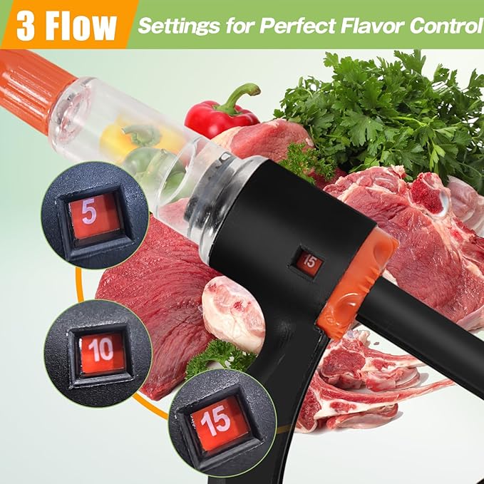 Premium Marinade Injector Syringe – Adjustable Flow (5ml/10ml/15ml), 4 Stainless Steel Needles, Meat Injector for Turkey, BBQ, Chicken, Beef, Pork, Brisket, Smoking & Holiday Cooking-VerdiqueGarden