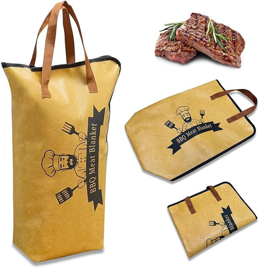 Thickened Insulation BBQ Blanket - Meat Resting Blanket, Locks in Juices, Wide Opening Design, Reusable for Large Brisket, Pork Shoulder, Turkey, Easy Clean, Portable - BBQTools,Gift Accessories-VerdiqueGarden