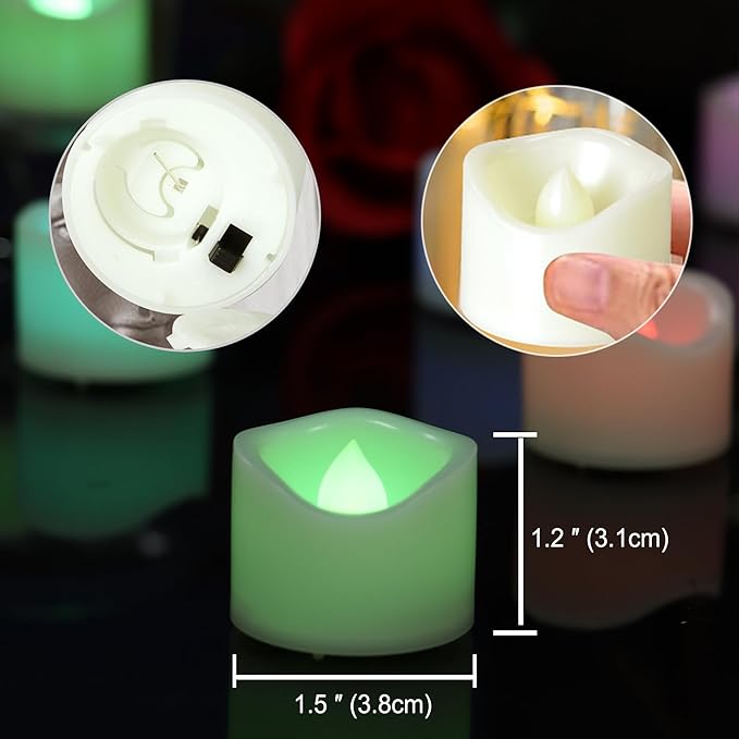 CANDLE CHOICE Color Changing Battery Operated Flameless Tea Lights Bright Flickering LED Tealight Votive Candles Wedding Party Table Centerpieces Halloween Christmas Decorations Batteries Incl 24 Pack-VerdiqueGarden