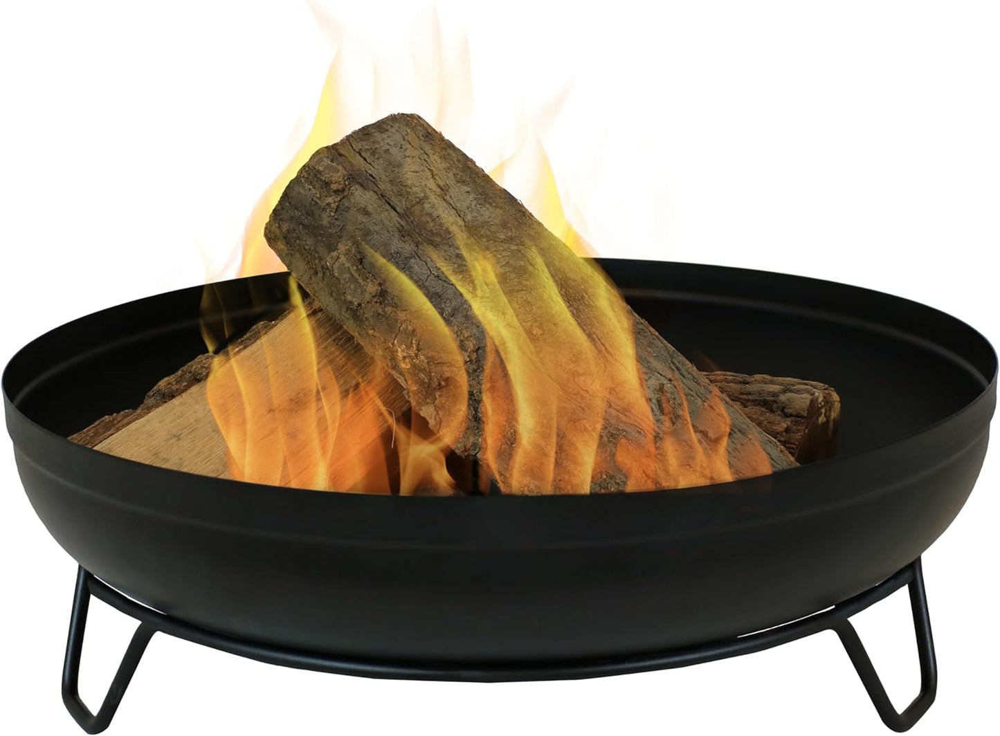 Sunnydaze 23-Inch Small Fire Pit for Patio - Outdoor Wood-Burning Fire Pit Bowl - Black-VerdiqueGarden