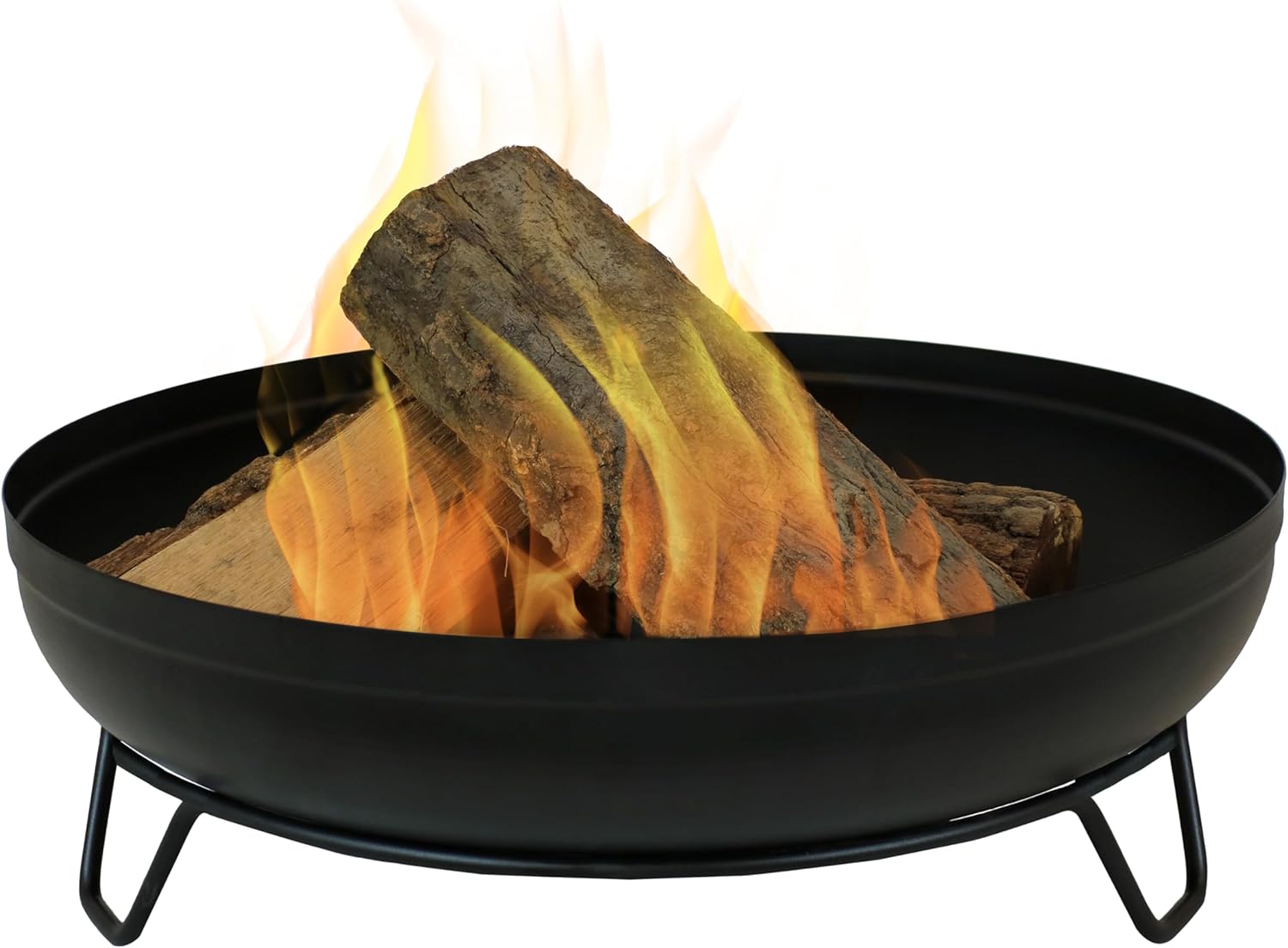 Sunnydaze 23-Inch Small Fire Pit for Patio - Outdoor Wood-Burning Fire Pit Bowl - Black-VerdiqueGarden