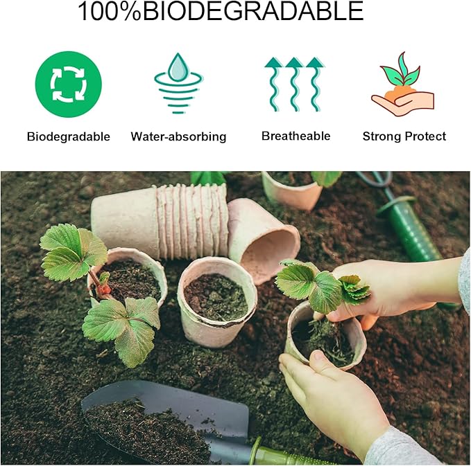 JERIA 200-Pack 3.15 Inch Peat Pots for Seedling with 200 Pcs Plant Labels,Outdoor Garden Germination Nursery Pots,Biodegradable Seed Starter Pots Kits-VerdiqueGarden