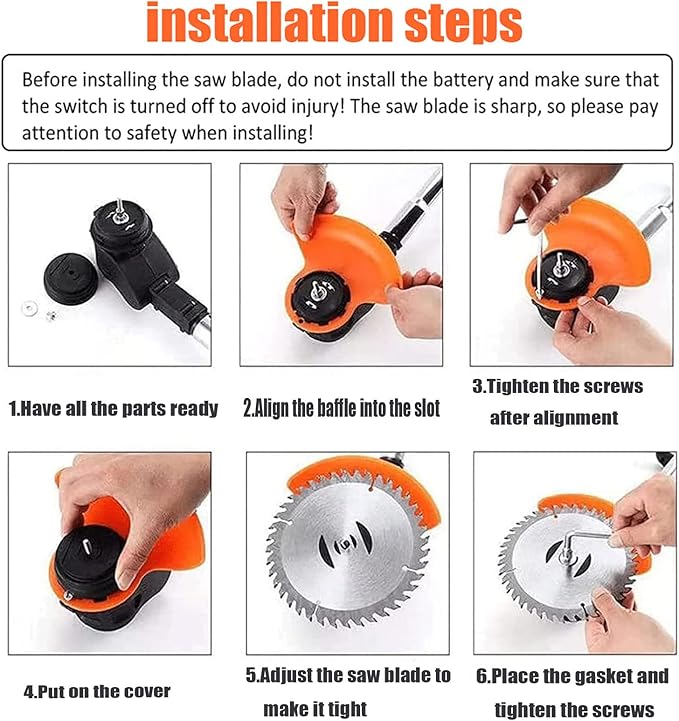 Weed Wacker 24V Eater Battery Brush Cutter, Electric Eater Battery Cordless stringles with 2 Batteries, 1 Charger, 3 Types Blades, Weed Wacker Battery Powered, Lightweight Battery Electric Weed-VerdiqueGarden