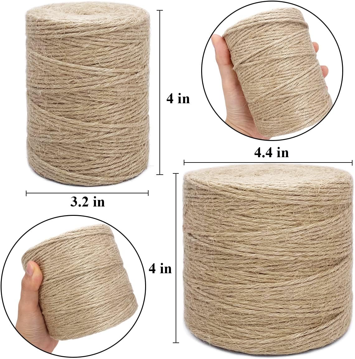 1000FT Jute Twine Rope 3mm Natural Thick Garden Twine String Heavy Duty for Gardening Bundling Crafts Arts Gift Wrapping Packing Material Wedding Christmas Decoration Bulk-VerdiqueGarden