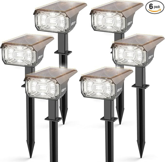 Solar Lights Outdoor Waterproof Landscape Lights, 40 LEDs Solar Spot Lights Outdoor Spotlights with 3 Light Modes, USB & Solar Powered Garden Yard Wall Lights Auto On/Off for Patio 6 Pack-VerdiqueGarden