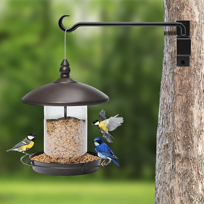 12 inch 2 Pack Swivel Plant Hangers Outdoor Heavy Duty - Black Iron Plant Hanging Hook Bracket for Flowers Baskets Pots Bird Feeder Lanterns Wind Chimes-VerdiqueGarden