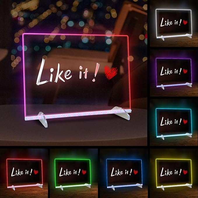 LED Note Board with Highlighters 2 Sets,Doodle Glow Drawing Board,13.7"X10" 6 Modes & 8 Colors, Led Drawing Board for Kids,Gift for Kids Ages 3+,Led Writing Board for Home/Office/Decor-VerdiqueGarden