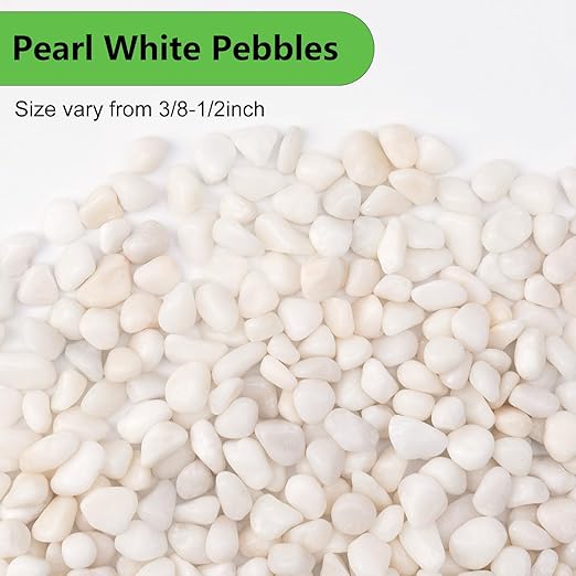 10 lbs White Garden Pebbles for Plants, 3/8" Small Plant Rocks for Pots Indoor, Decorative Pea Gravel for Succulents, Bamboo, Terrarium, Landscaping, Garden-VerdiqueGarden