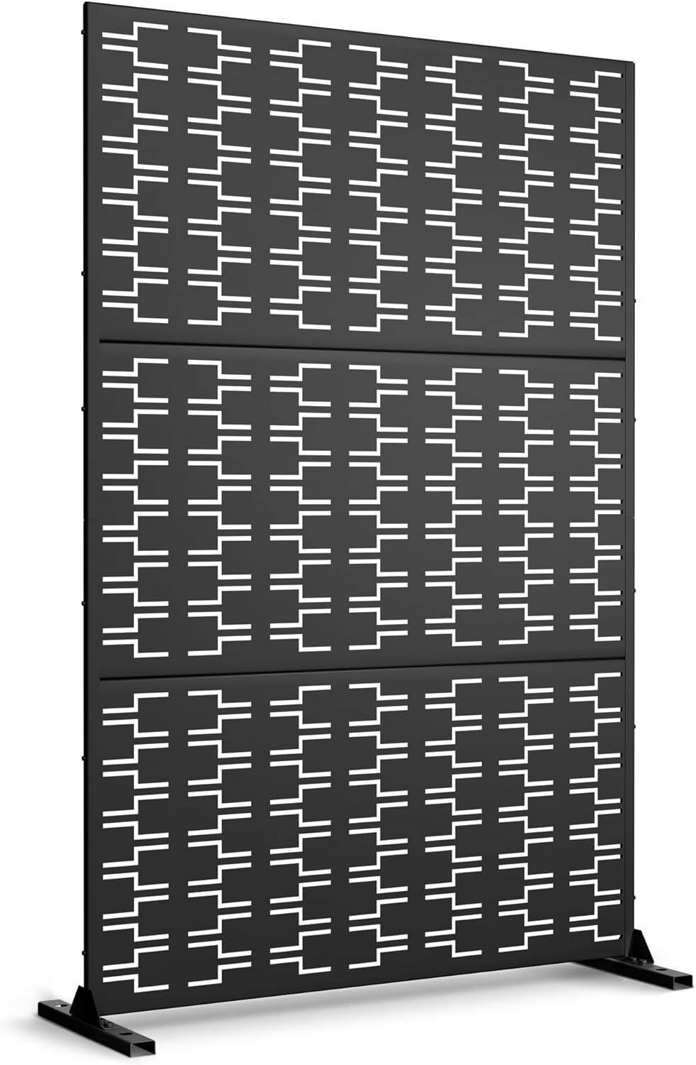 Metal Privacy Screen Outdoor 72" H×47" W, Freestanding Decorative Privacy Screen for Balcony Yard&Garden, Privacy Fence-Black&Brick-VerdiqueGarden