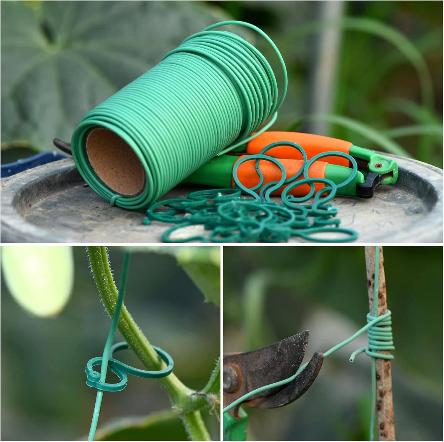 118ft Soft Green Twist Garden Ties with 20PCS Clips for Plants - 2mm Diameter-VerdiqueGarden
