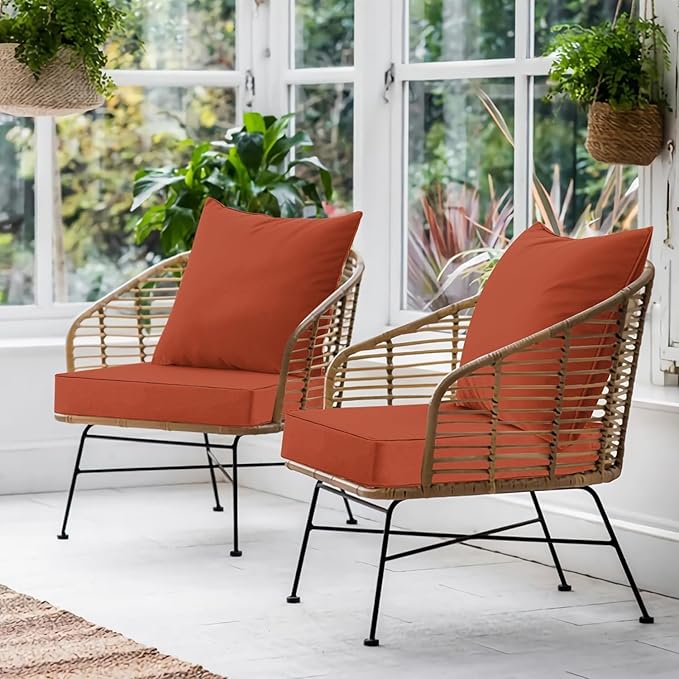 Favoyard Outdoor Seat Cushion Set 19 x 19 Inch Waterproof & Fade Resistant Patio Furniture Cushions with Removable Cover Deep Seat & Back Cushion with Handle and Adjustable Straps for Chair Sofa Couch-VerdiqueGarden