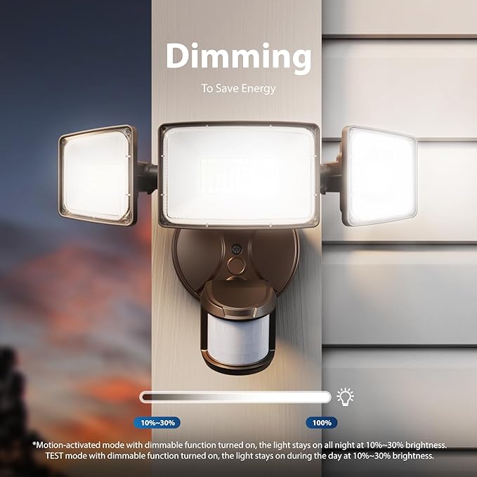 Onforu 75W LED Motion Sensor Outdoor Lights, Dusk to Dawn Flood Light Outdoor Motion Sensor, Hardwired Security Lights Floodlights Outside 7500LM 6500K Daylight IP65 Waterproof (Brown)-VerdiqueGarden