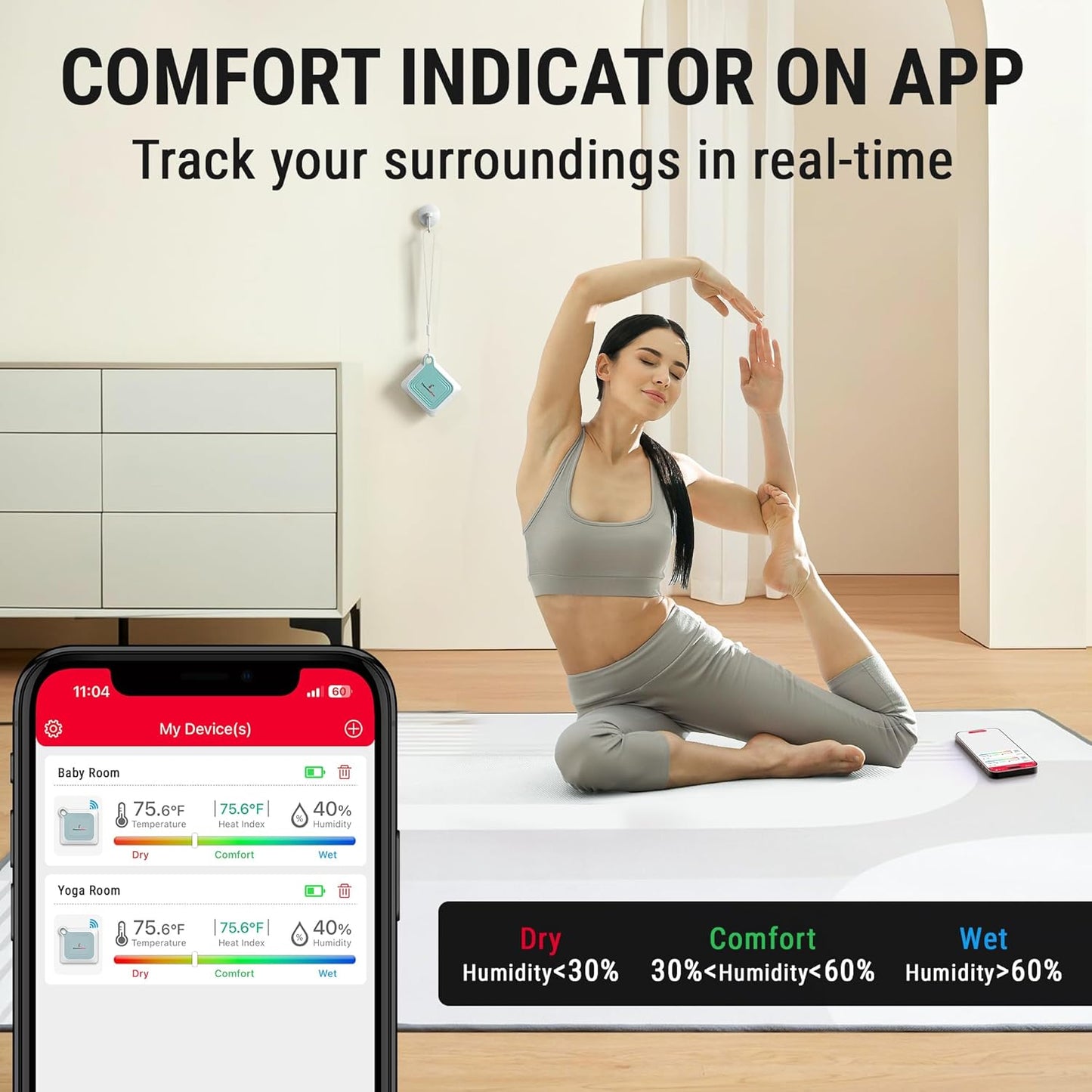 ThermoPro Bluetooth Room Indoor Thermometer, Temperature and Humidity Monitor, 260FT Remote App Control Bluetooth Temperature Sensor, 2-Year Data Storage Export for Greenhouse Room Home RV, Green-VerdiqueGarden