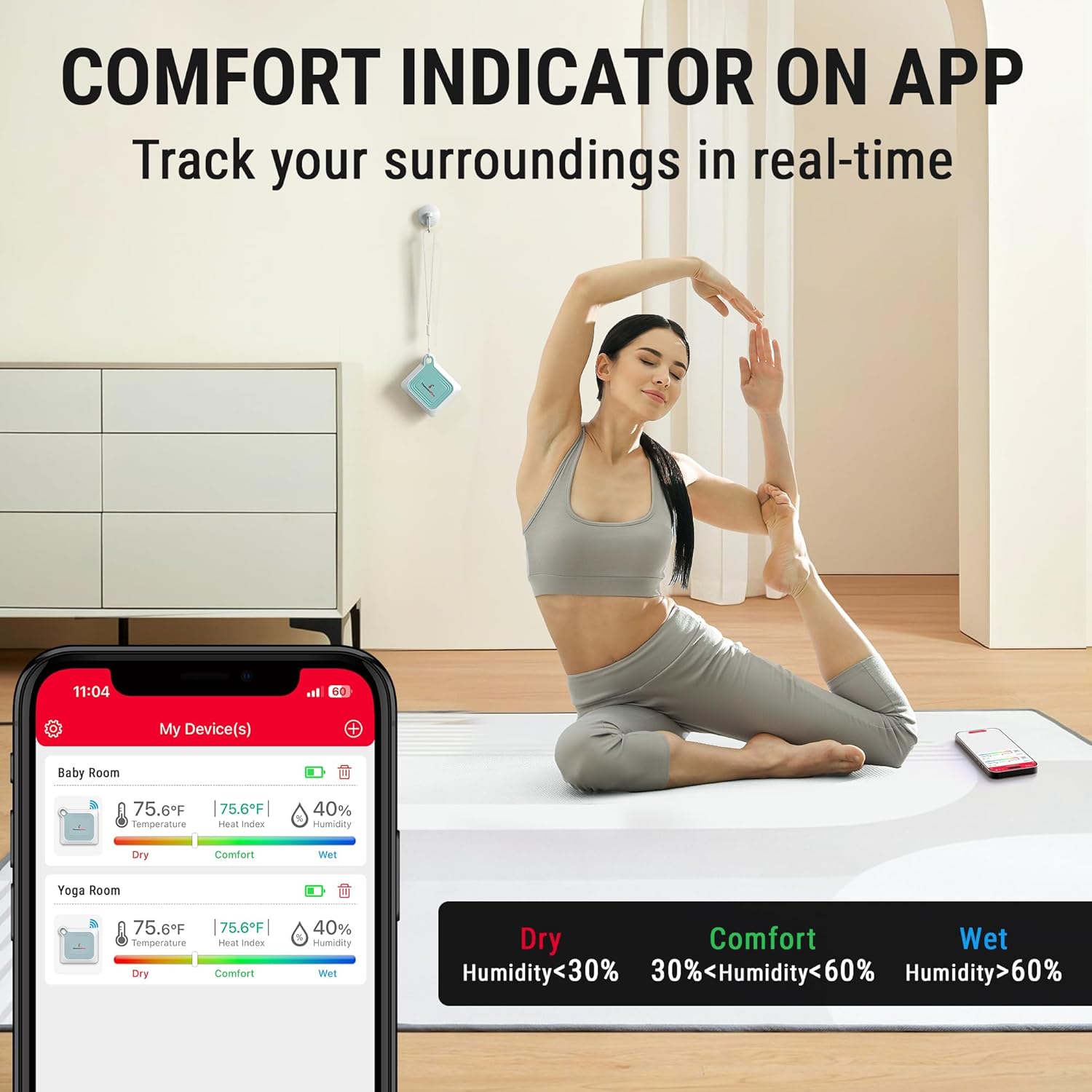 ThermoPro Bluetooth Room Indoor Thermometer, Temperature and Humidity Monitor, 260FT Remote App Control Bluetooth Temperature Sensor, 2-Year Data Storage Export for Greenhouse Room Home RV, Green-VerdiqueGarden