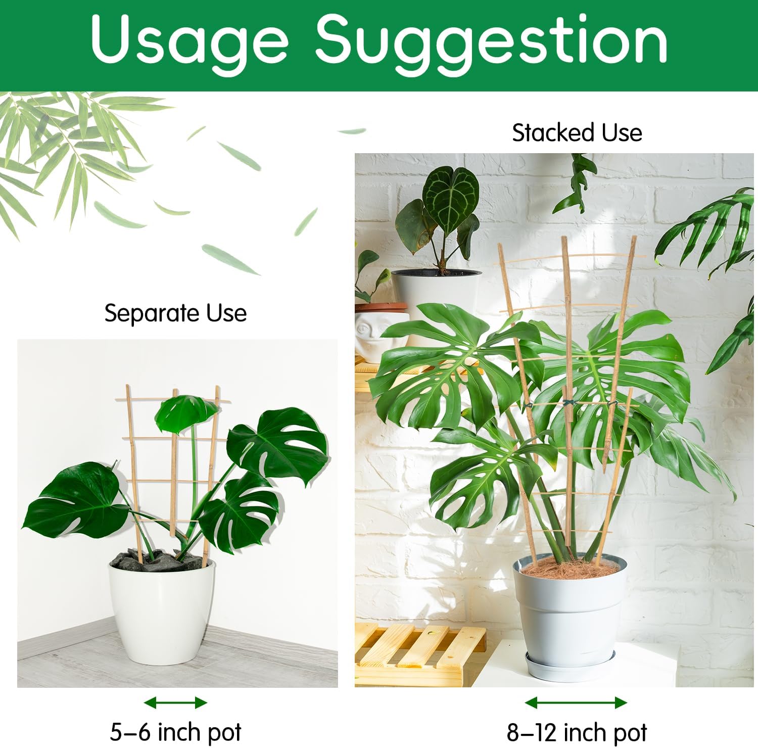 Garden Bamboo Trellis 16 Inch Fan Shaped Small Plant Trellis,Natural Wood Trellis for Climbing Plants Orchid Monstera Indoor Potted Plants-3 Pack-VerdiqueGarden