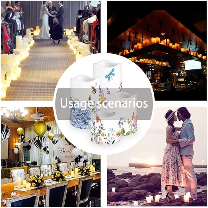 Ystardream Lavender Orchid LED Flameless Candles with Remote and Timer, Battery Operated Flickering for Festival Wedding Home Party Decor 4pcs-VerdiqueGarden