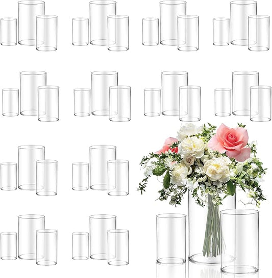 36pcs Glass Vase Cylinder for Centerpieces Small Flower Glass Clear Home Decor Centerpiece Table Flower Vase Decorations for Wedding＆Holiday 4,4.7,6Inch Tall-VerdiqueGarden